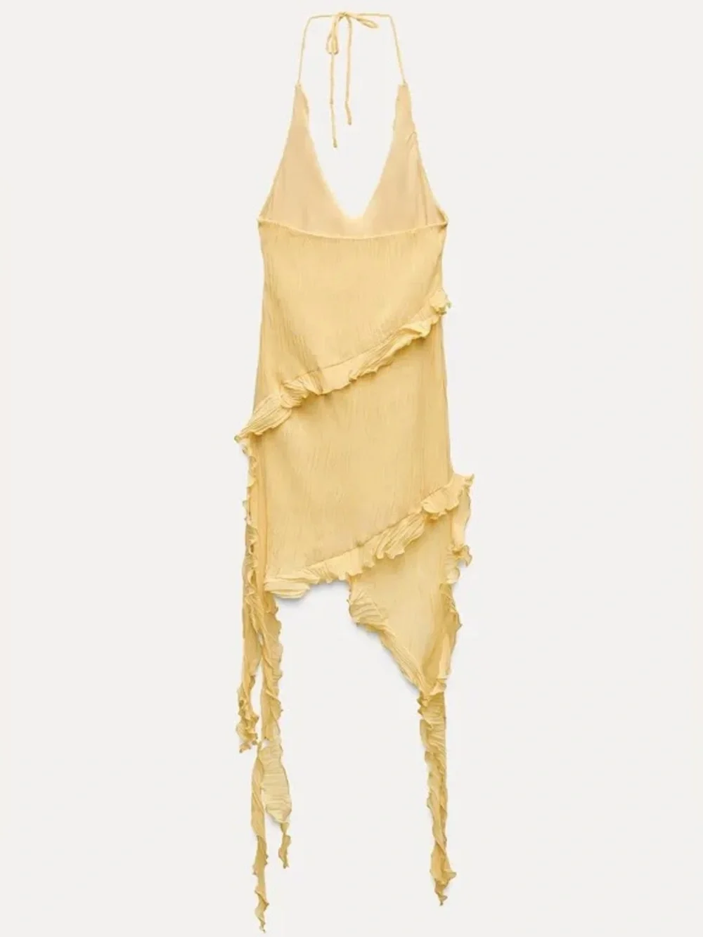 ZARA Asymmetrical Yellow dress with pleats and ruffles S NWT - Picture 5 of 15